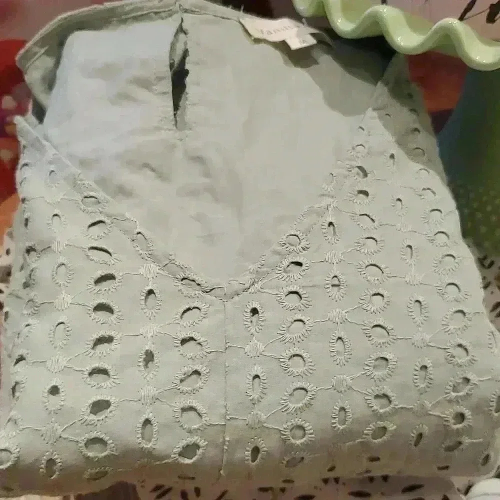 Vanilla bay eyelet green sage dress - Picture 6 of 8